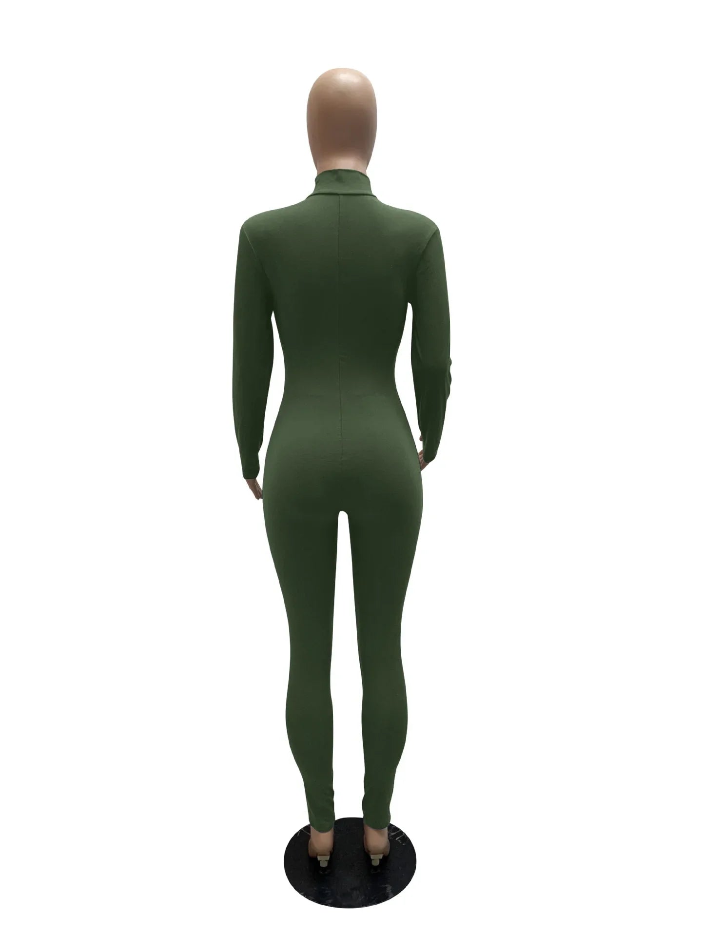 Women's Bodycon One-Piece Jumpsuit with Long Sleeves and Large Front Zipper Casual Sporty Skinny Workout Overalls Top