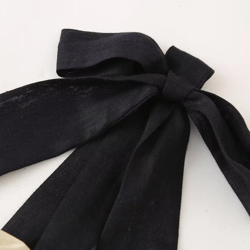 Slim Fit Linen Blend Mini Dress With Bow Decoration