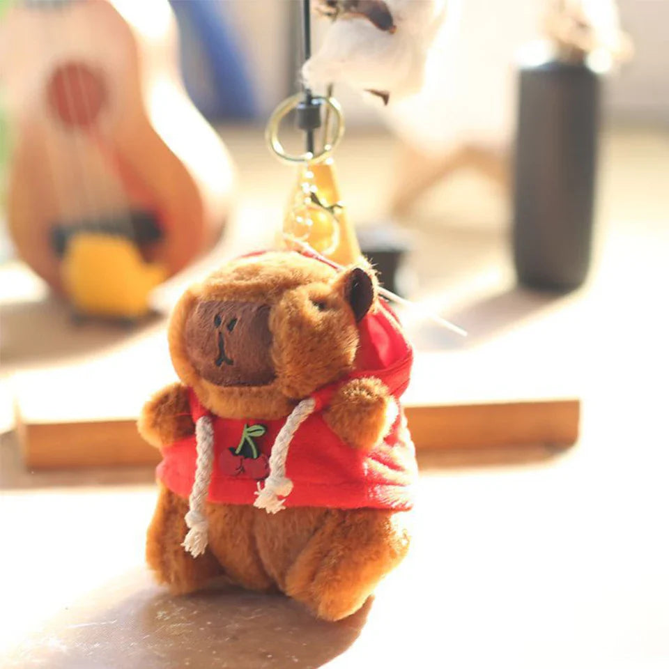Cute Cartoon Capybara Plush Keychain Pendant Doll Bag Ornament with Clothes