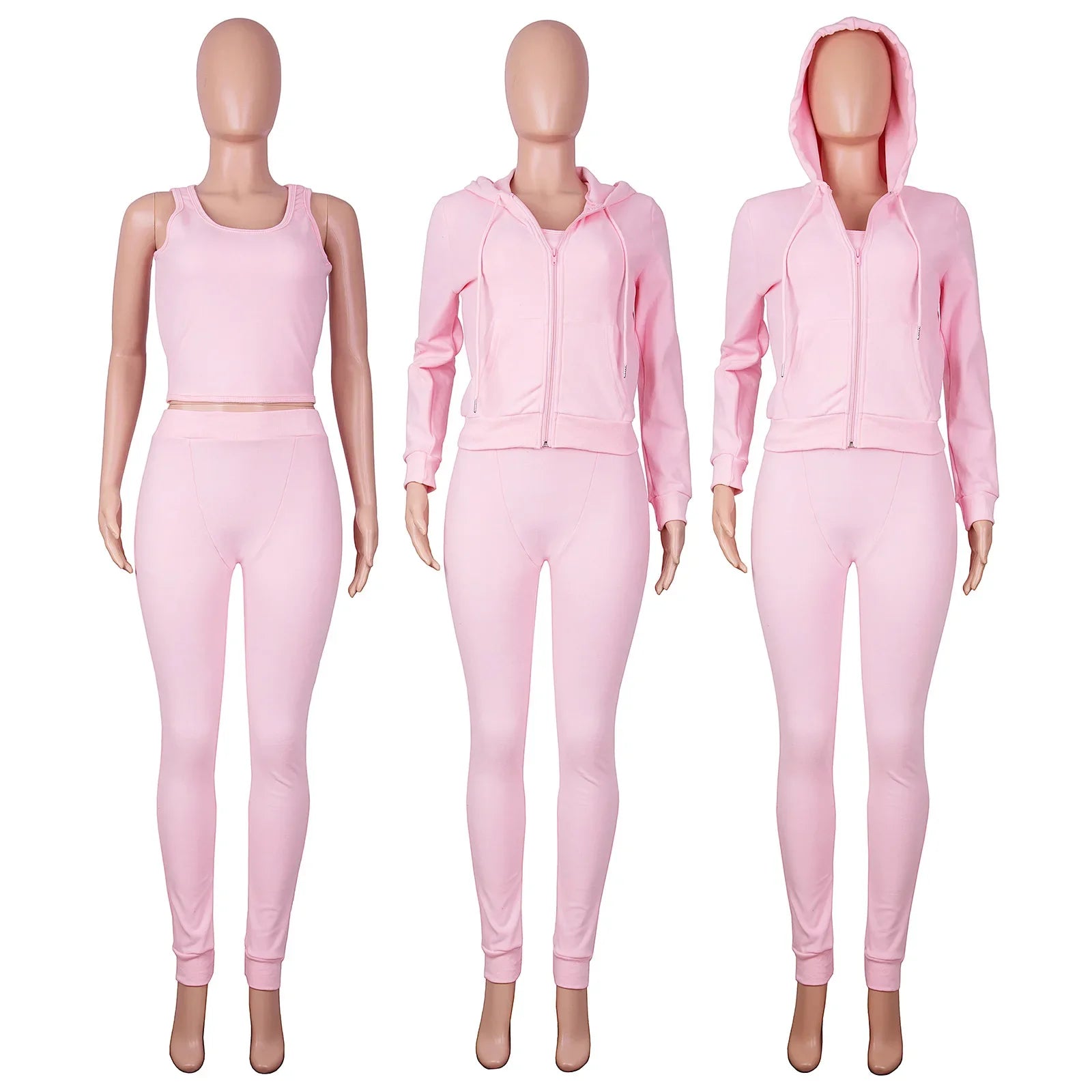 Women Thick Fleece 3 Piece Jogger Sweatsuit Set with Sweatpants, Vest and Hoodie for Fall and Winter