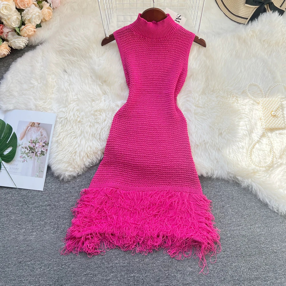 See Through Crochet Knit Dress For Women Beach Party Wear