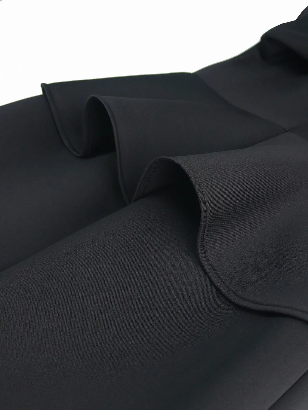 Black Ruffle Dress Three Quarter Sleeve Empire Waist Gown