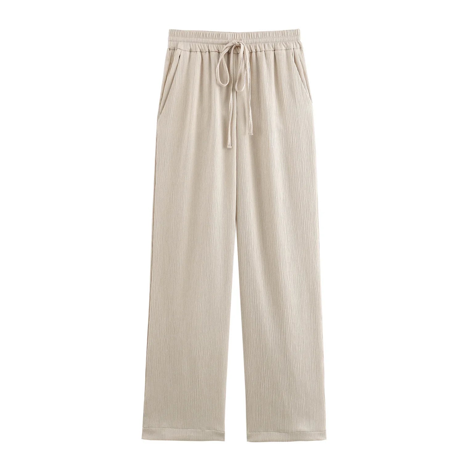 Autumn Women's Fashionable Wrinkled Suit Jacket and Casual Pants Set