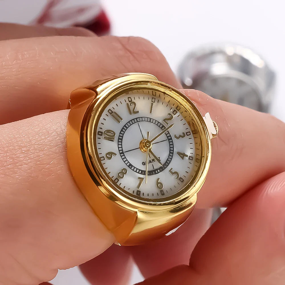 Fashion Ring Watch Unisex Quartz Jewelry with Clear Numbers Ideal Gift for Couples