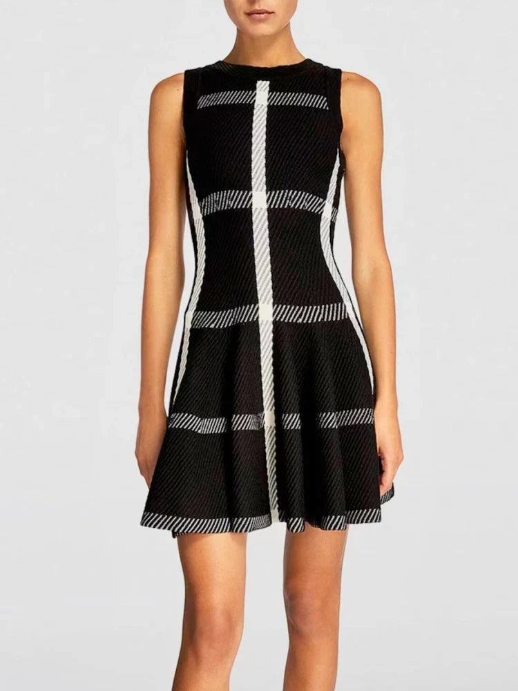 Elegant Black Knit Dress For Women Sleeveless Party Dress