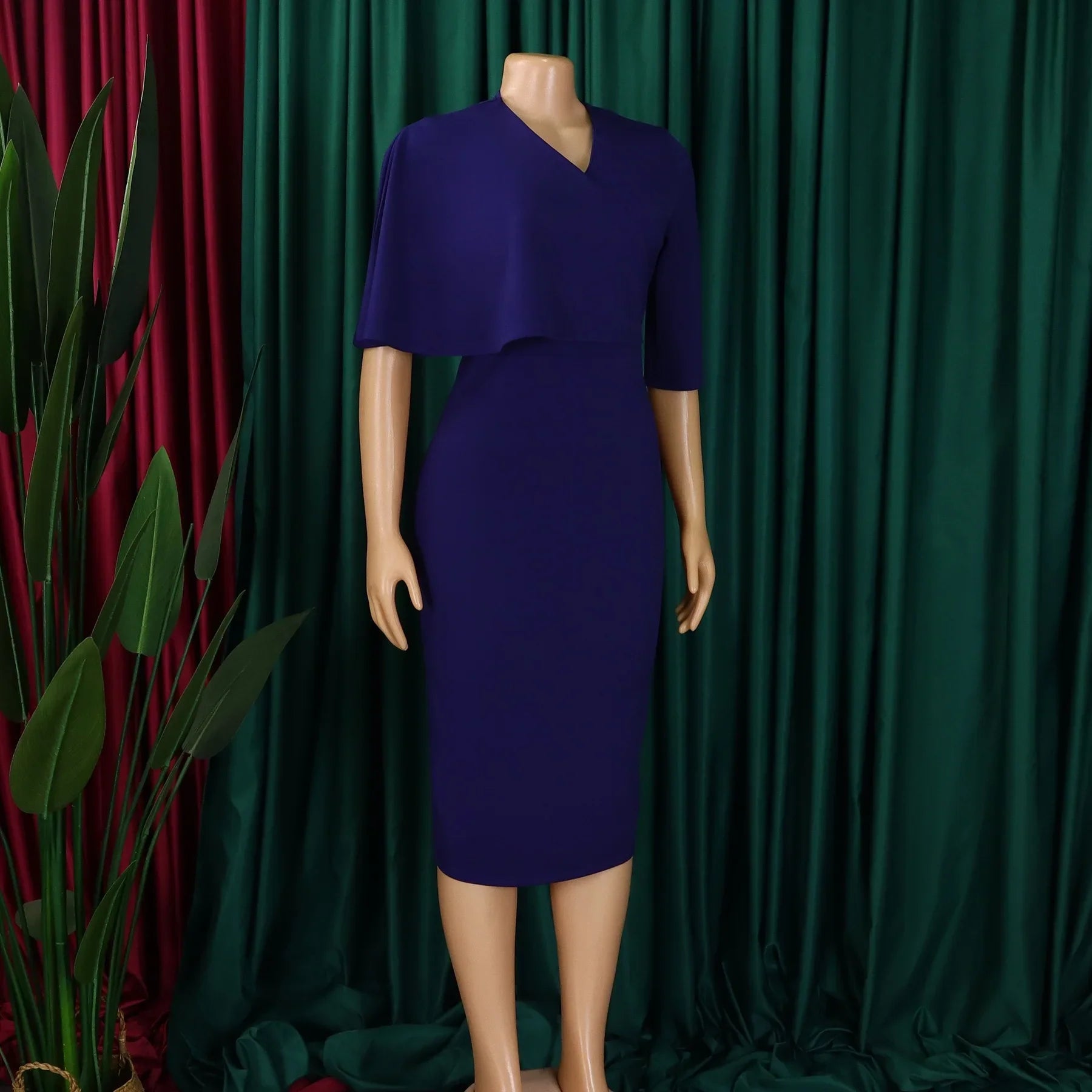 Women's Office Dress V Neck Solid Midi Formal Workwear