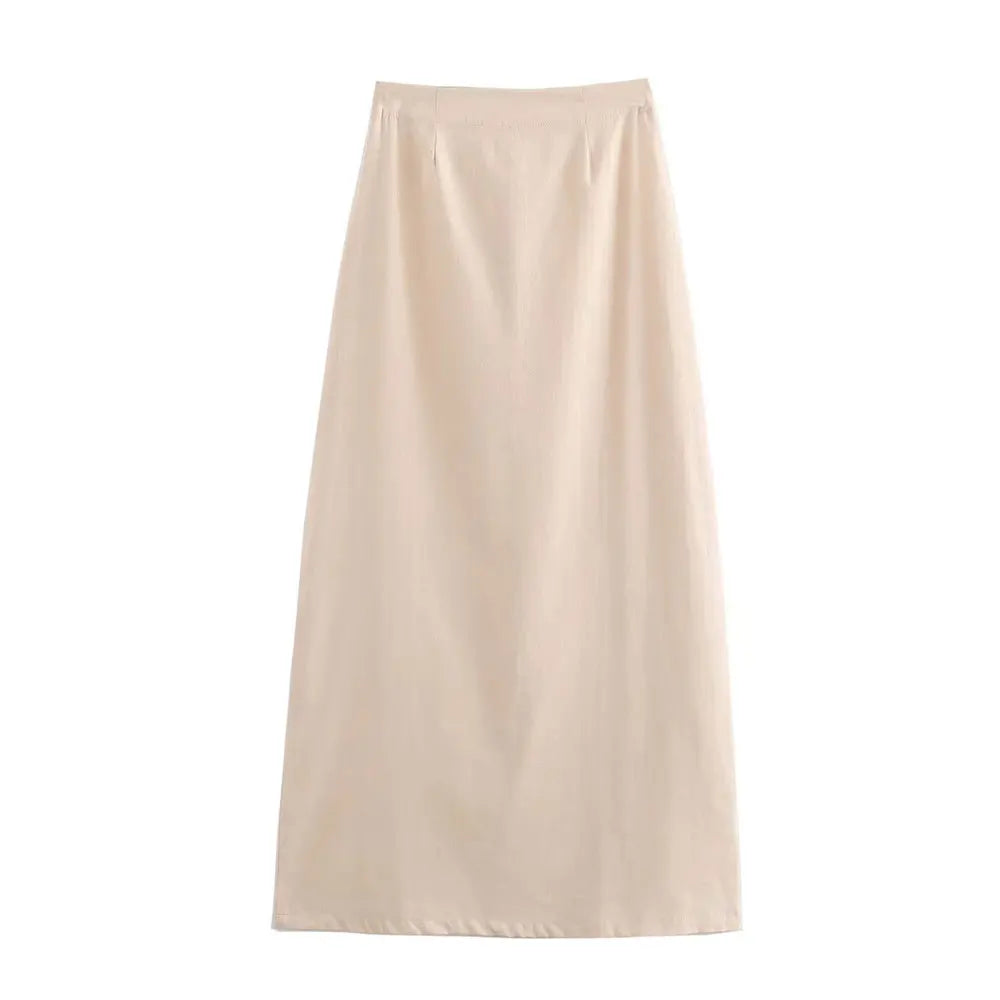 Women's 2-Piece Fashion Set Solid Pleated Vest Top and High Waist Midi Skirt Chic Coordinated Outfit for Elegant Style