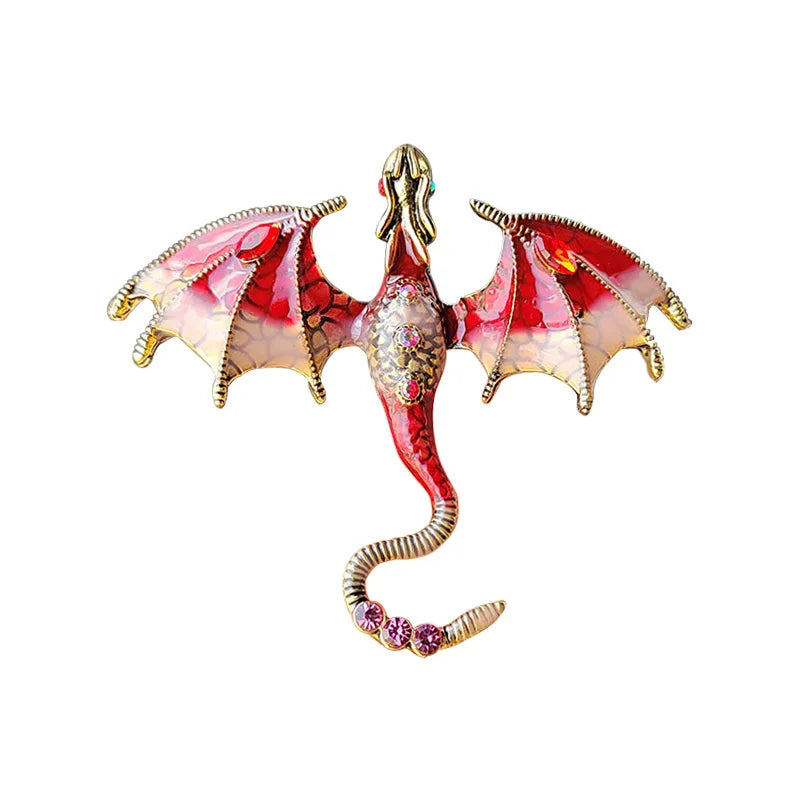 Custom Diamond-Encrusted Dragon Brooch Enameled Animal Pin for Stylish Accessories
