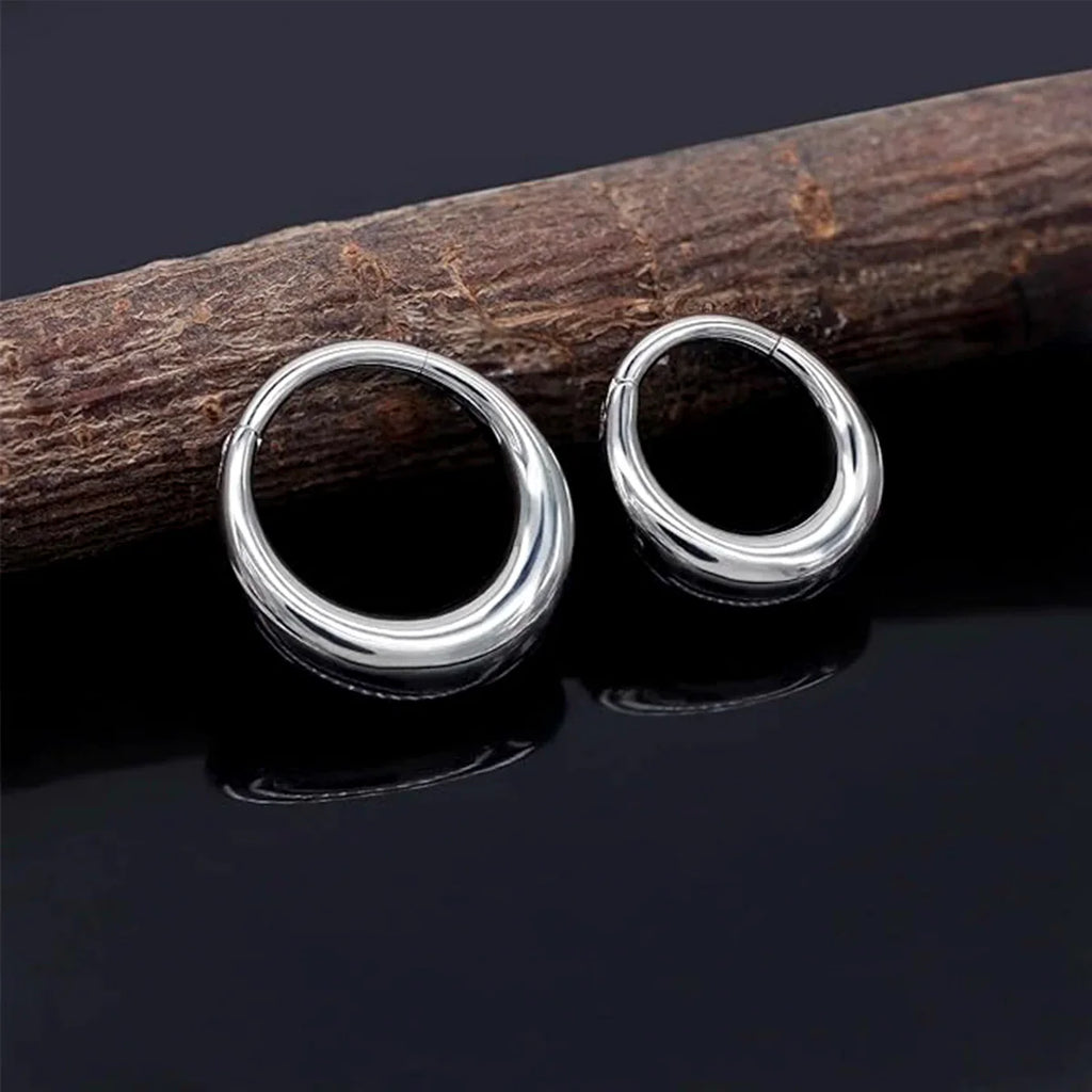316L Stainless Steel Smooth Hoop Nose Ring Piercing Clicker Water Drop Septum Ring for Women and Men