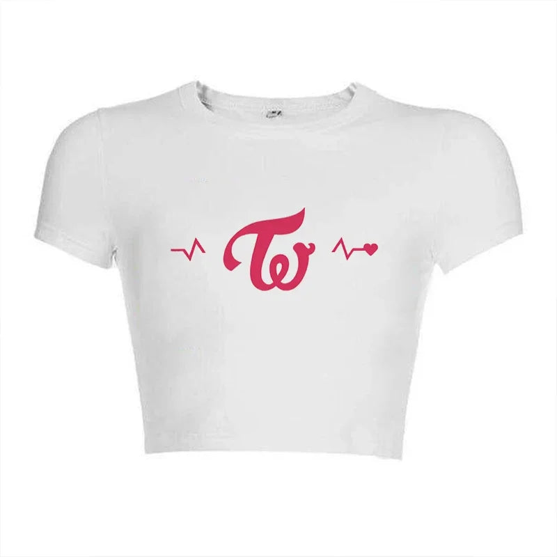 Korean KPOP Women Slim Fit T-Shirt Harajuku Style Streetwear for Summer Fashion