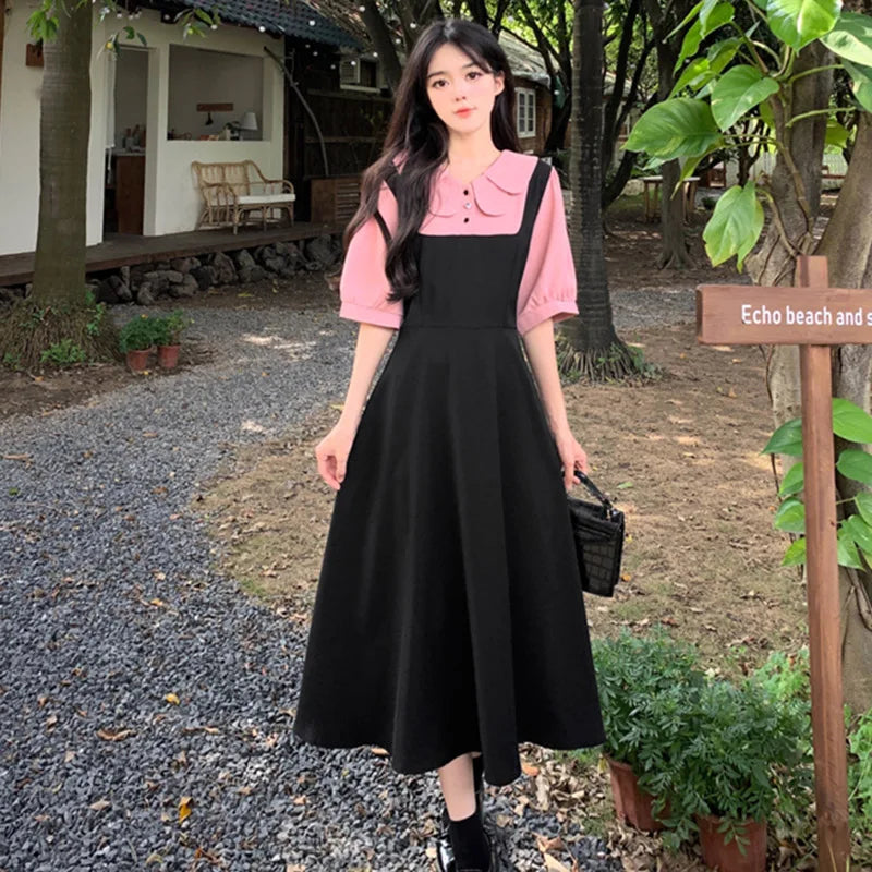 Korean Style Kawaii Summer Midi Dress For Women Ladies