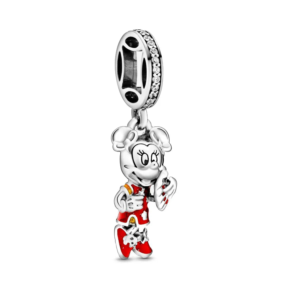 Disney 925 Sterling Silver DIY Charm Compatible With 3mm Bracelets Featuring Mickey Mouse Ferris Wheel And Suitcase Designs