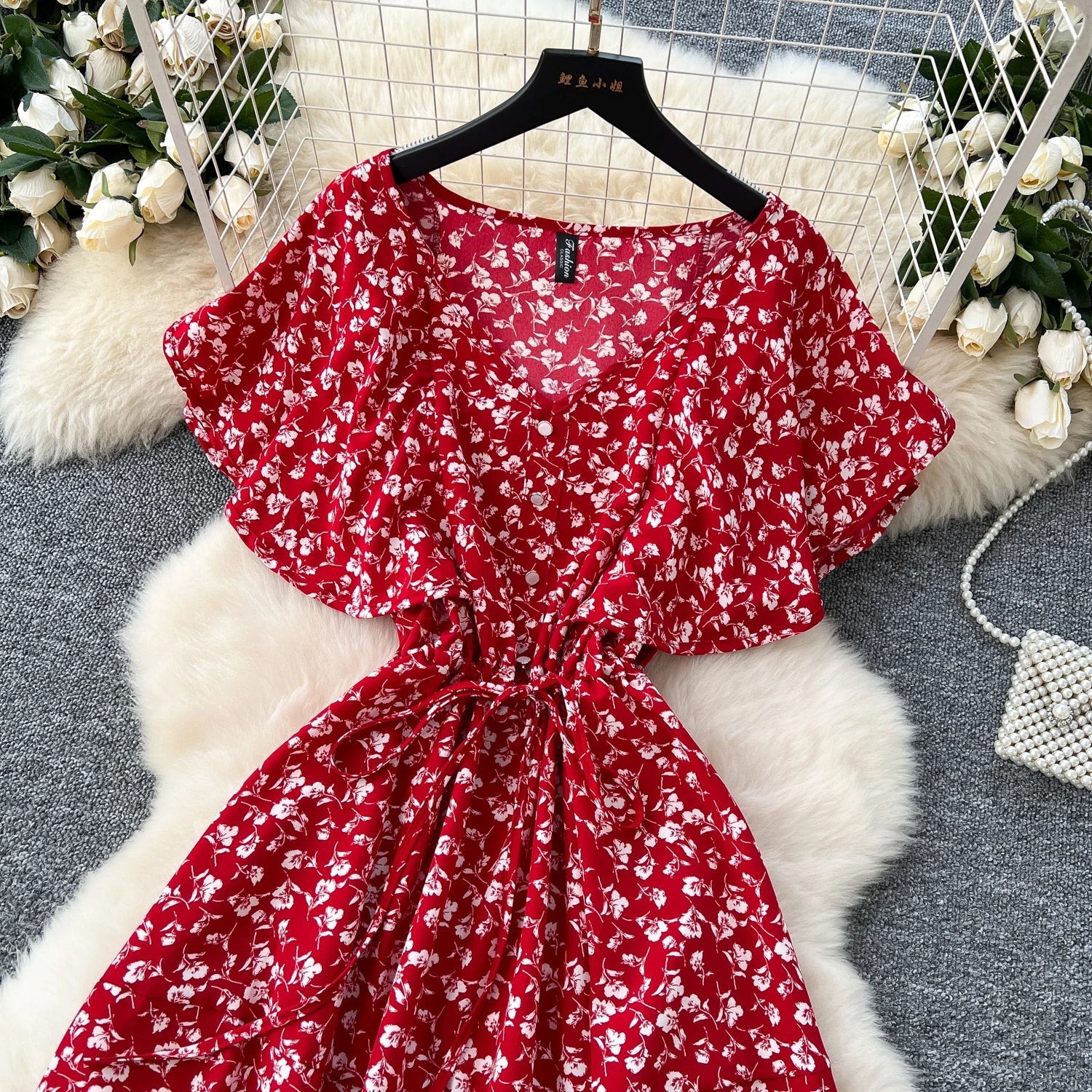 Floral Print Sundress V Neck A Line For Summer Party