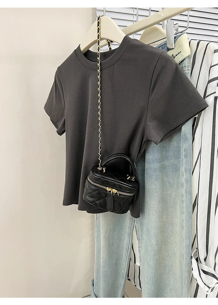 Oversized Cotton T-Shirt for Women, Short Sleeve Spring Tee with Trendy Print, Casual Y2K Style Top