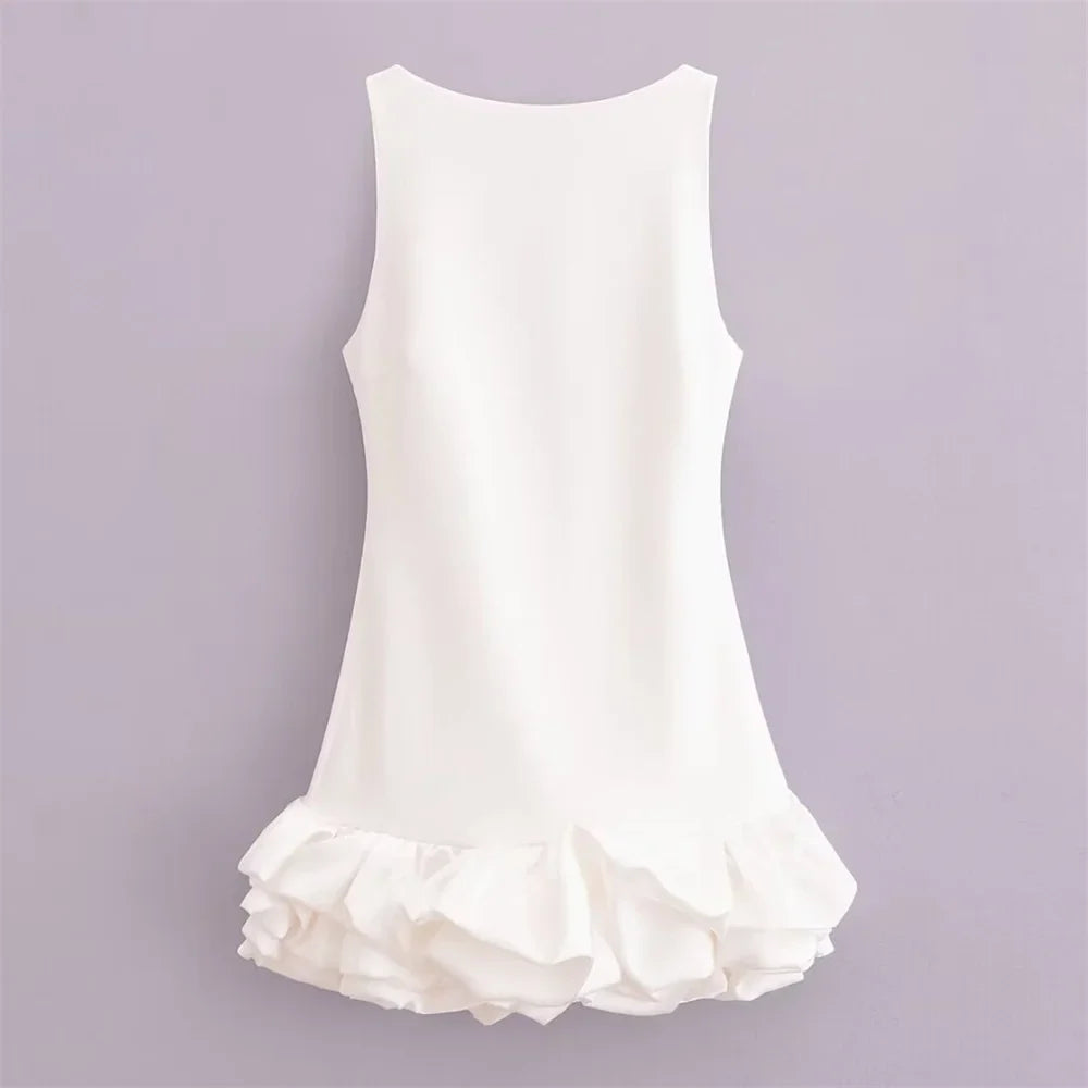 White Sleeveless Mini Dress for Women Elegant Autumn Fashion