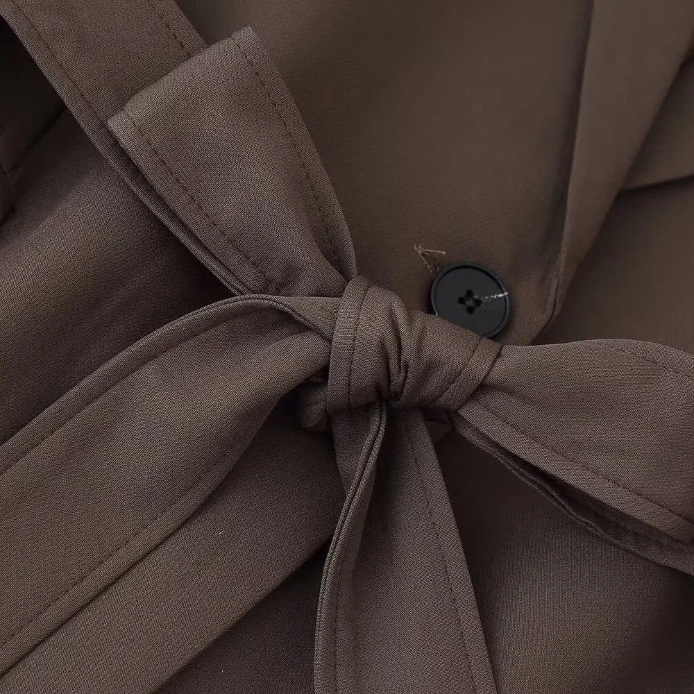 Elegant Womens Pantsuit Set Belted Jacket And Pants