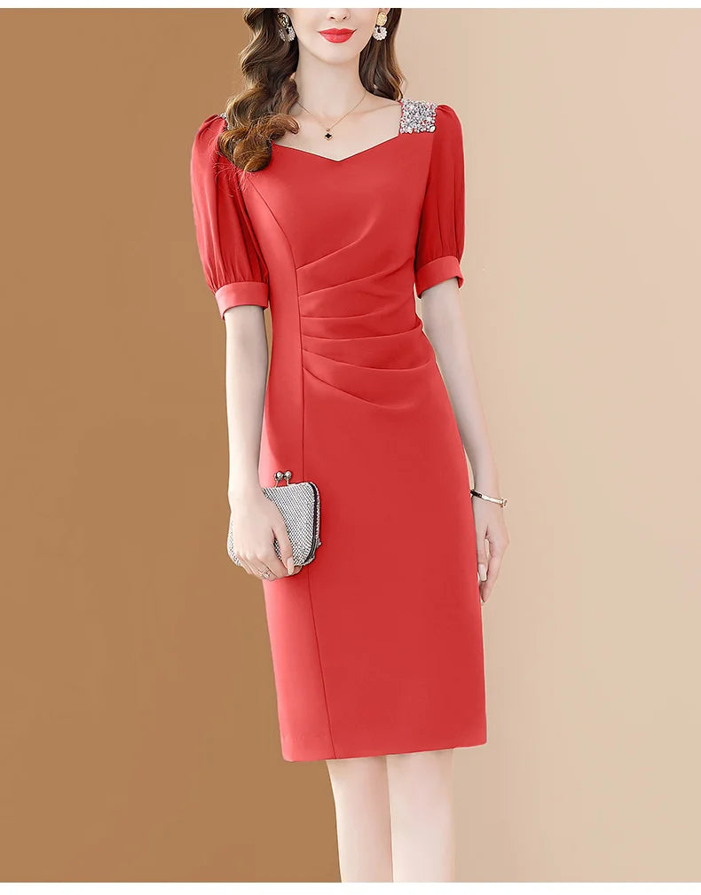 Purple Embroidered A Line Dress For Office And Party