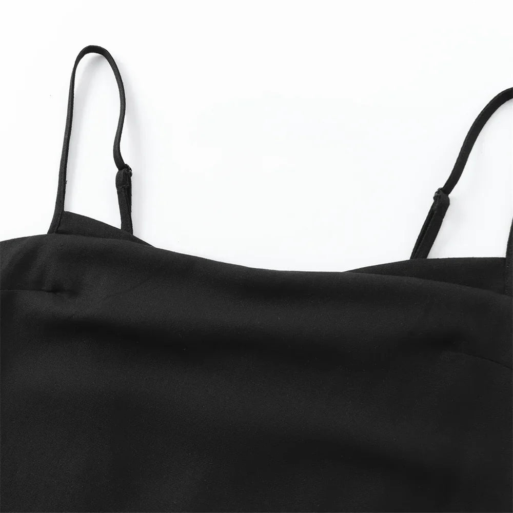 Sexy Backless Straight Neck Solid Color Suspender Short Jumpsuit for Women Casual Summer Fashion