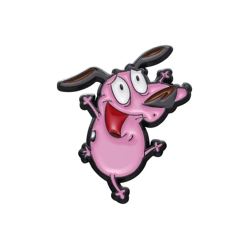 Cute Cartoon Pink Dog Enamel Pins Brooches Fashion Jewelry Accessories Gift for Kids and Friends