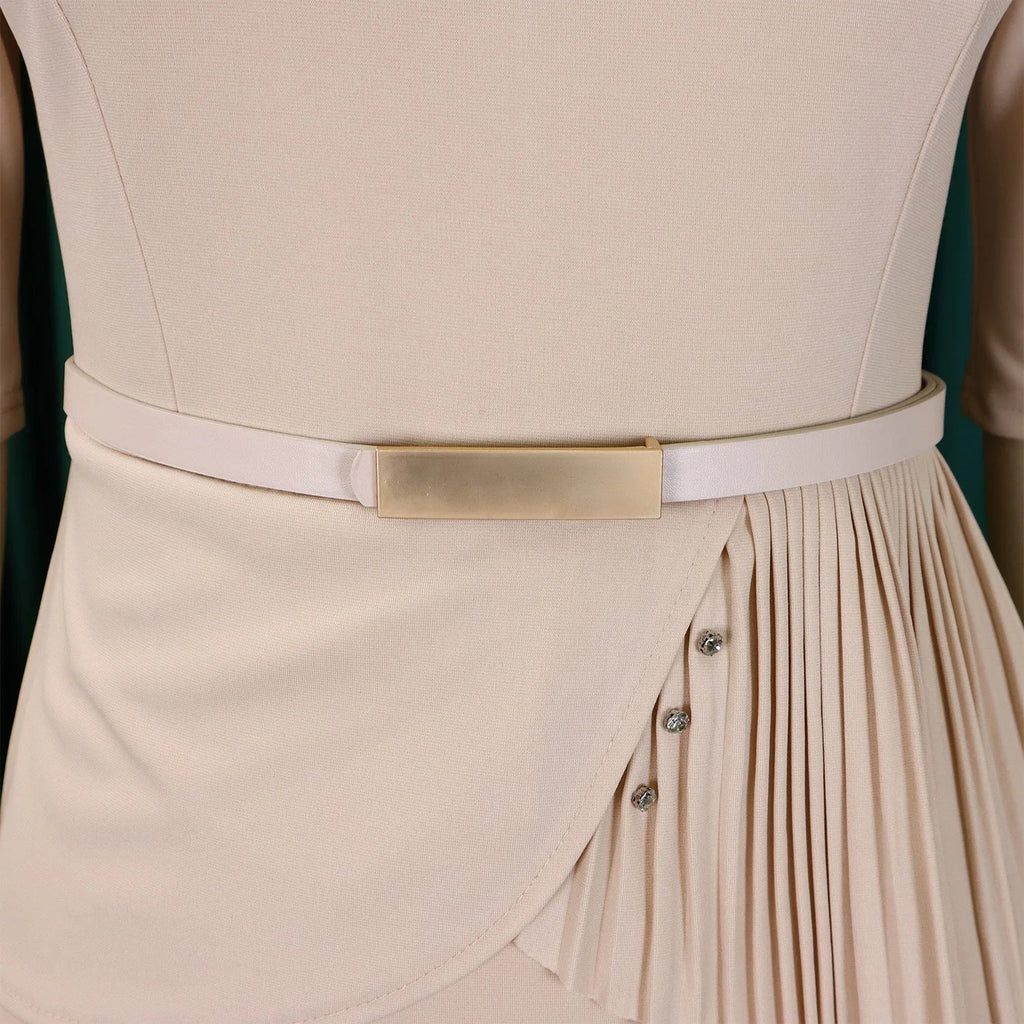 Women Square Neck Bodycon Midi Dress Belted For Work