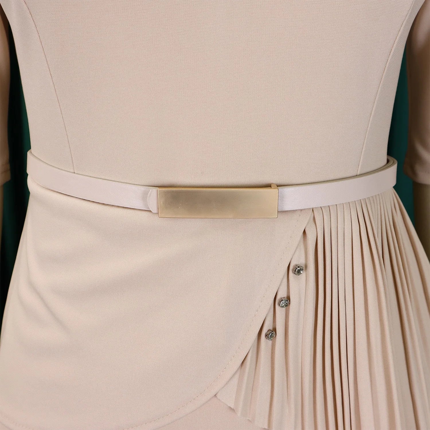 Women Square Neck Bodycon Midi Dress Belted For Work