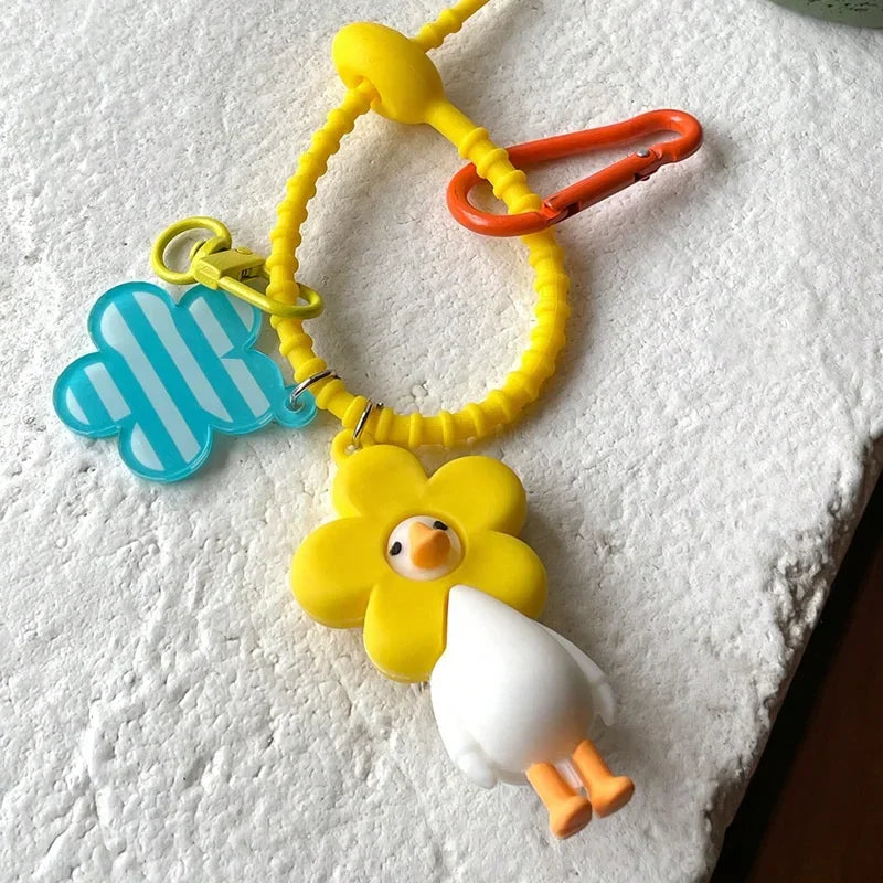 Cute Cartoon Yellow Duck Keychain Personalized Fashionable Pendant for Students