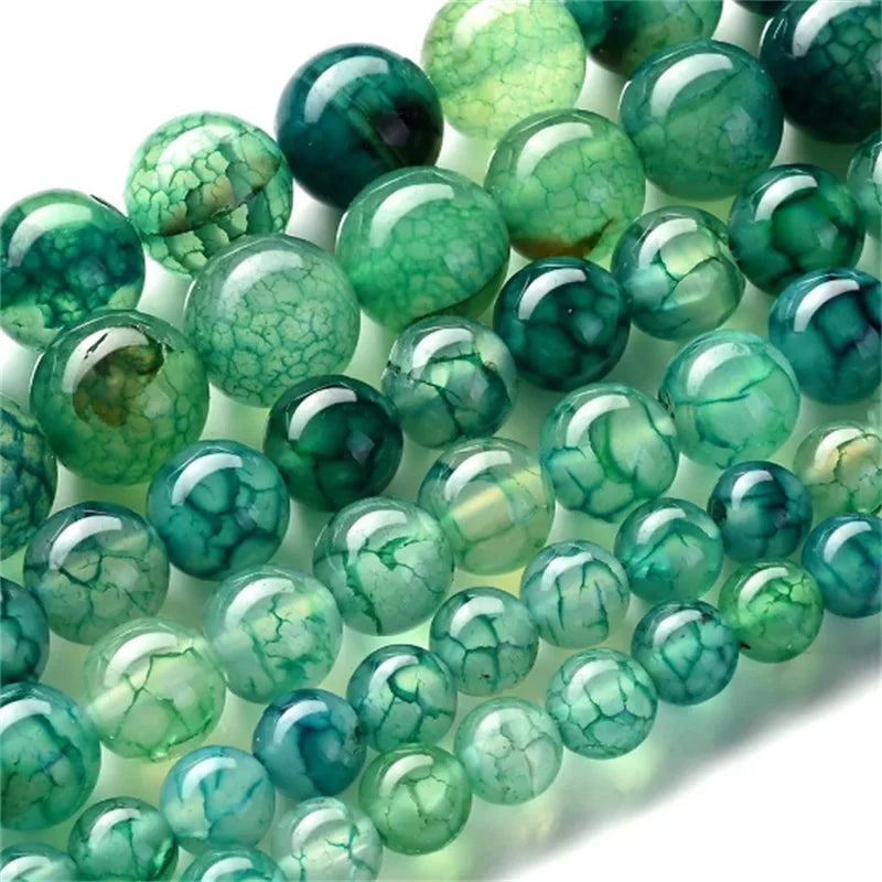 Natural Green Dragon Agate Round Loose Spacer Beads for DIY Jewelry Making Bracelet and Necklace Accessories 4 6 8 10MM
