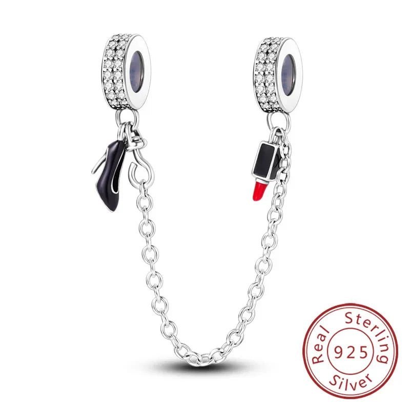 Fit 925 Sterling Silver Bow Perfume Bottle Pink Charms Beads for Women DIY Jewelry Gifts