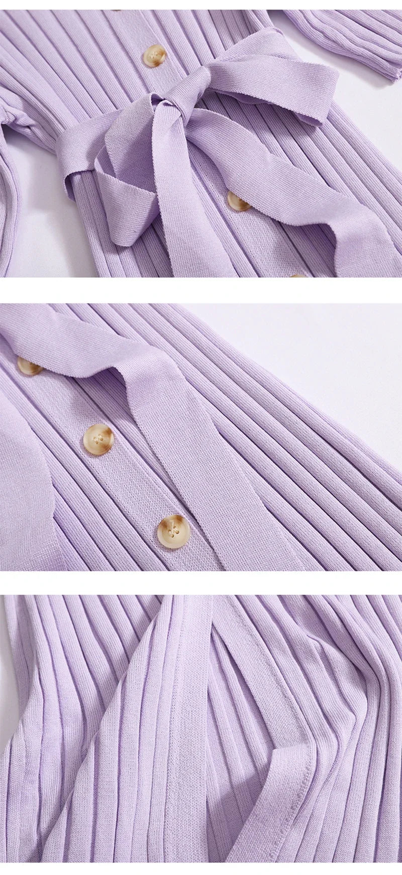 Knitted Cardigan Dress For Women Button Up Short Sleeve