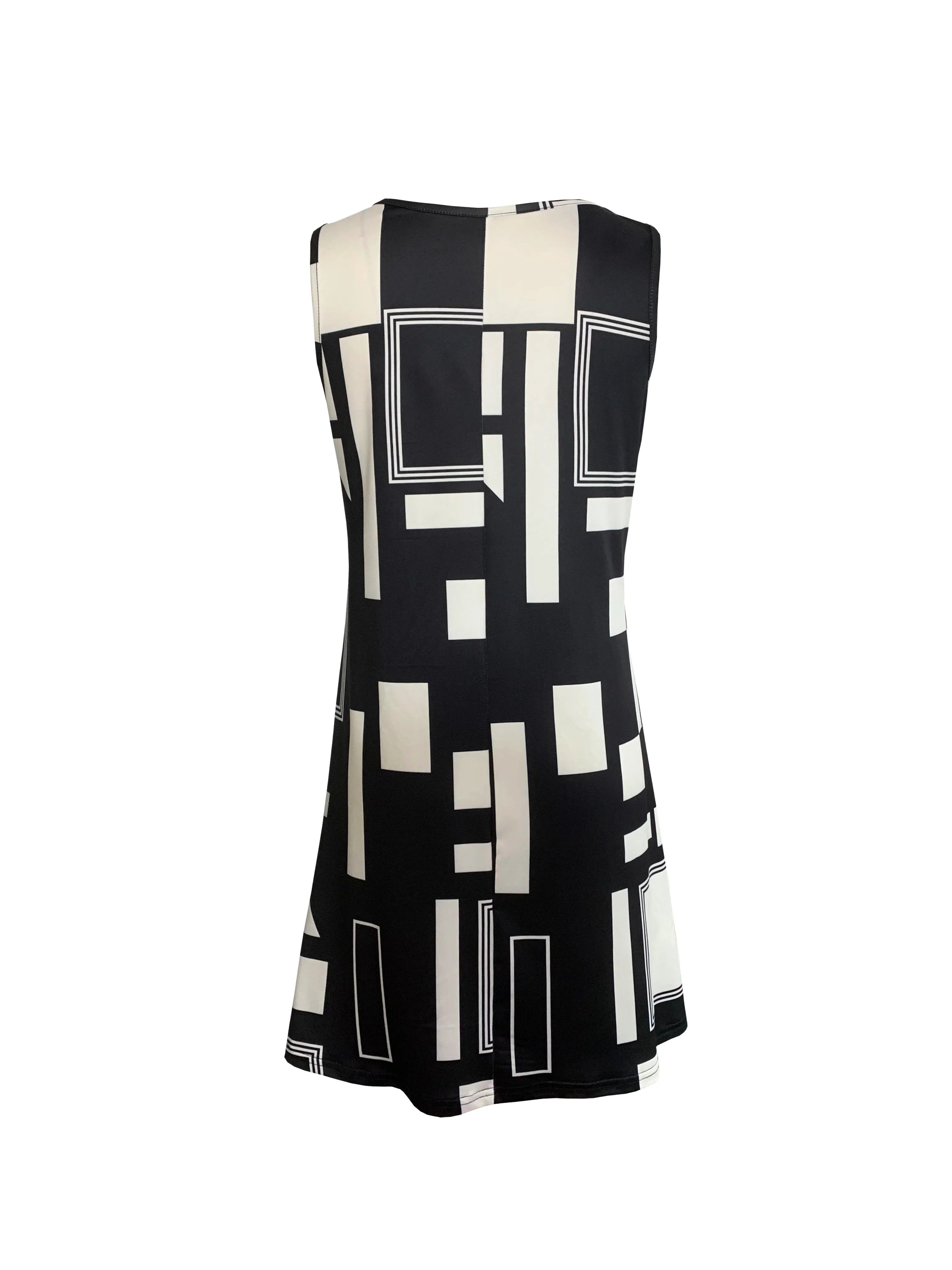 Geometric Pattern Sleeveless Summer Dress For Women
