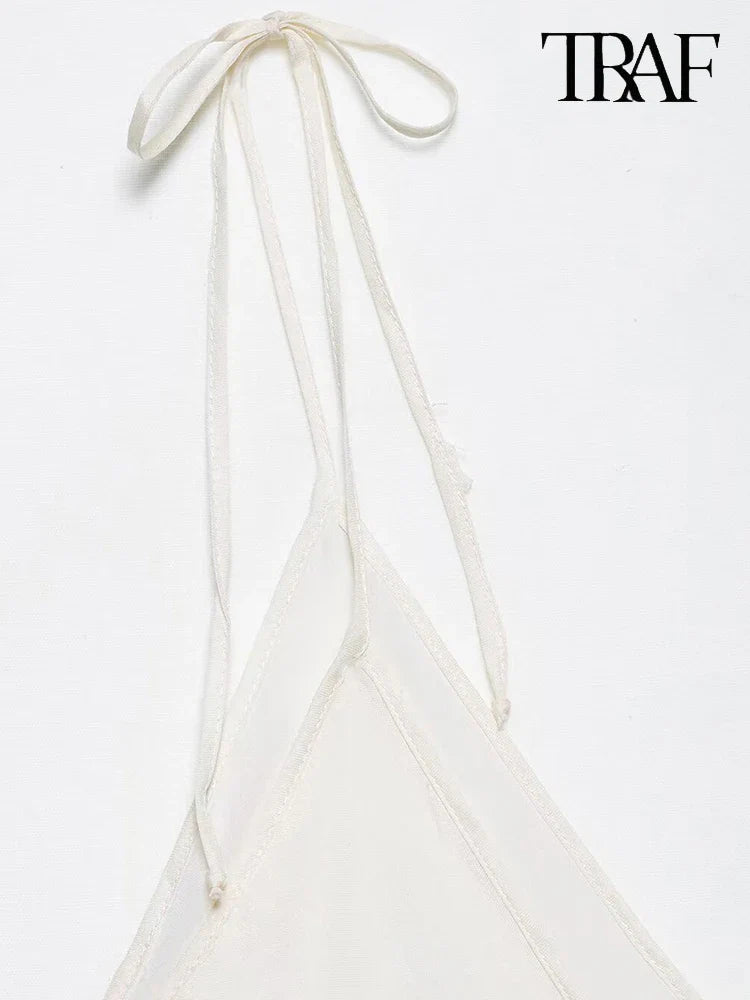 Elegant Tie Dye Print Halter Dress for Beach Vacation