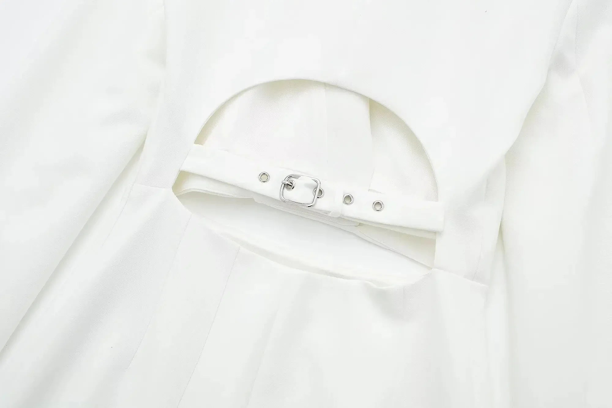 Hollow Out Mini Dress With Lapel Hidden Zipper High Waist