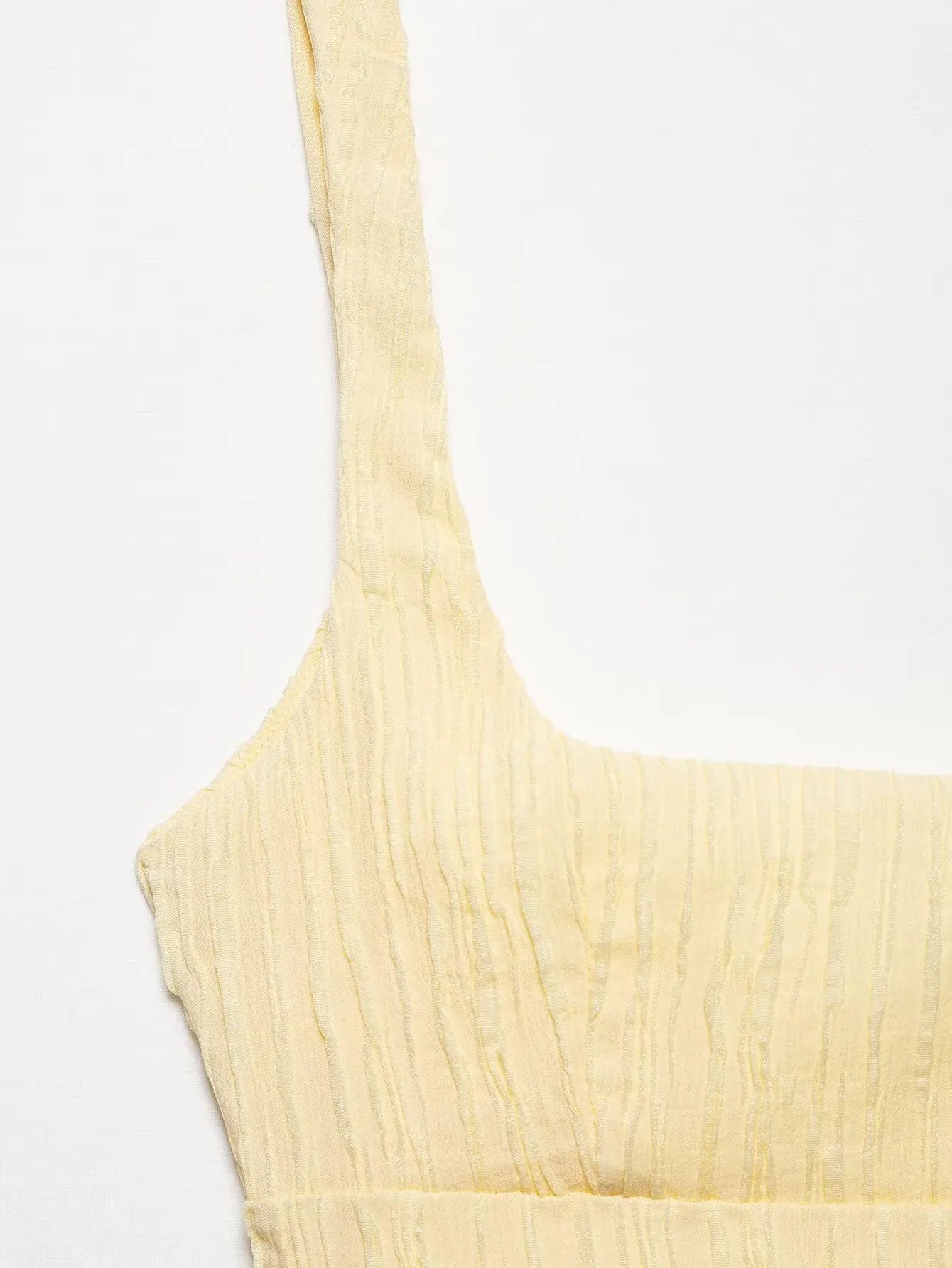 Textured Midi Dress For Women Square Neck Elegant Charm