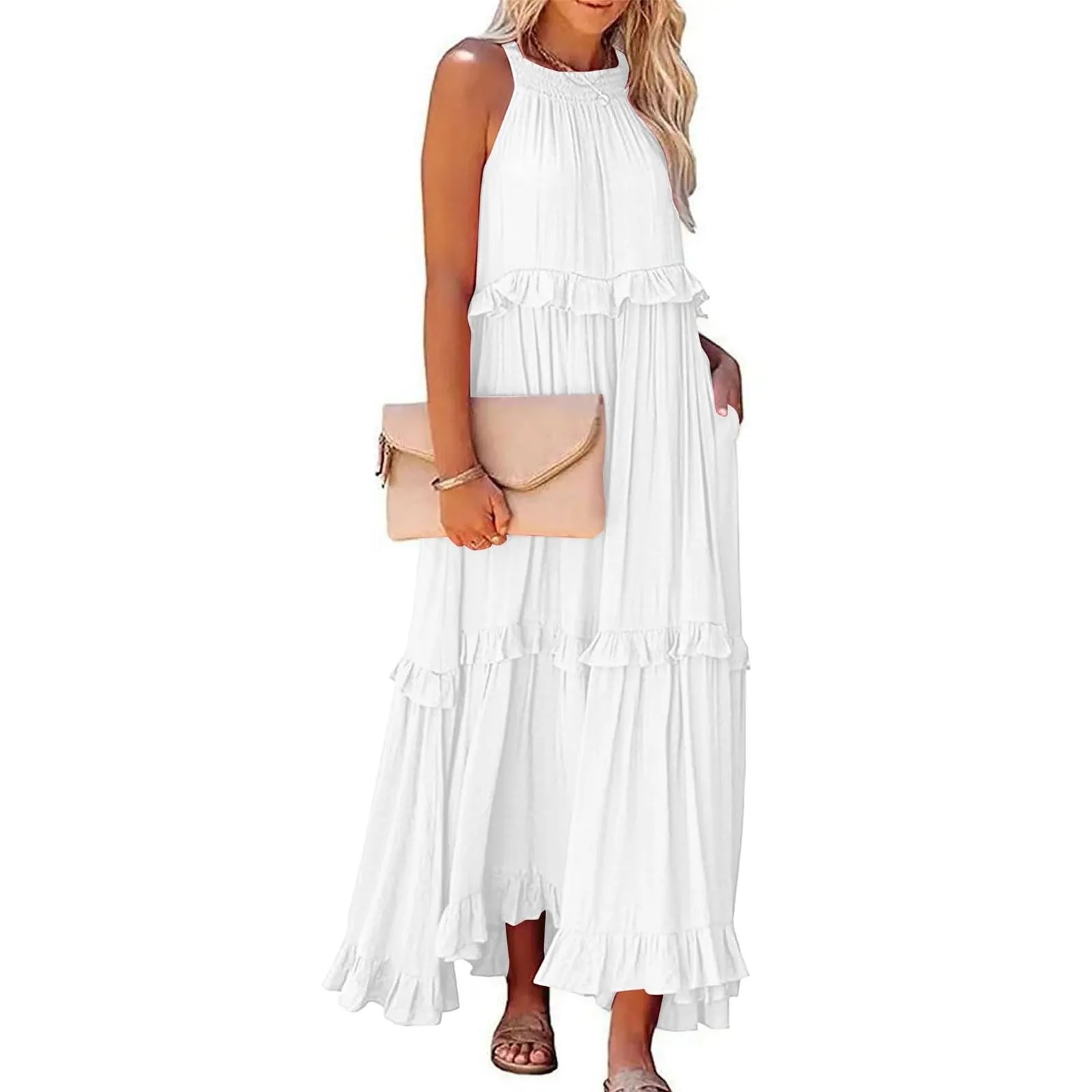Women Summer Maxi Dress Lightweight Beach Swing Dress