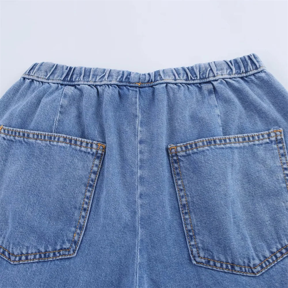 Women's Versatile Denim Long Sleeve Shirt and Pants Set for Casual Spring and Summer Wear