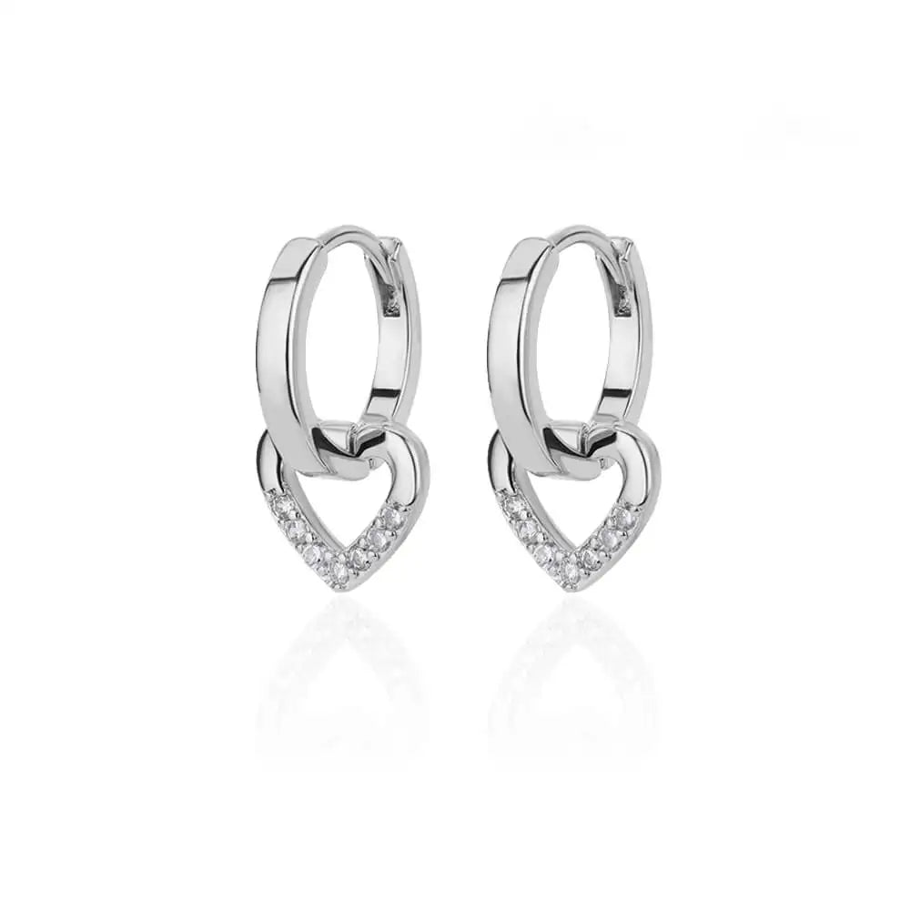 Hollow Zircon Heart Earrings for Women Gold Plated Stainless Steel Heart Shaped Jewelry Gift for Weddings and Couples