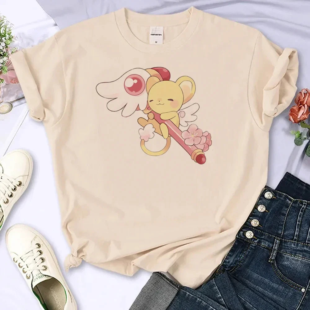 Cardcaptor Sakura Anime Graphic T Shirts for Women Y2K Cartoon Style Tops
