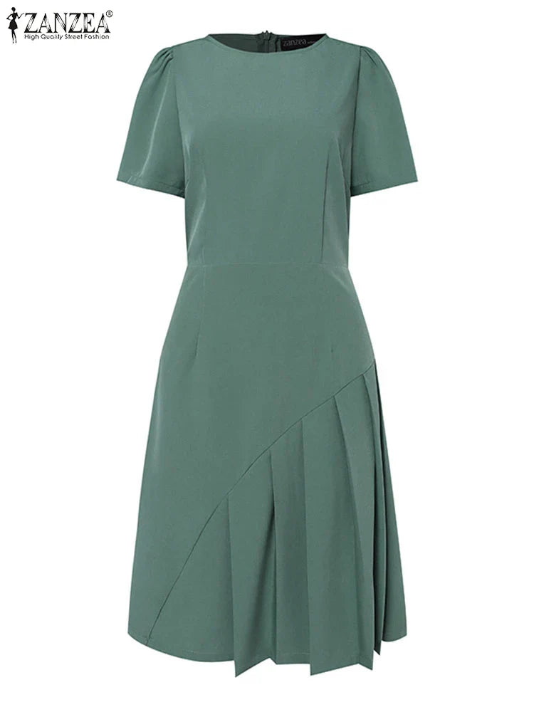 Elegant Short Sleeve A Line Knee Length Summer Dress