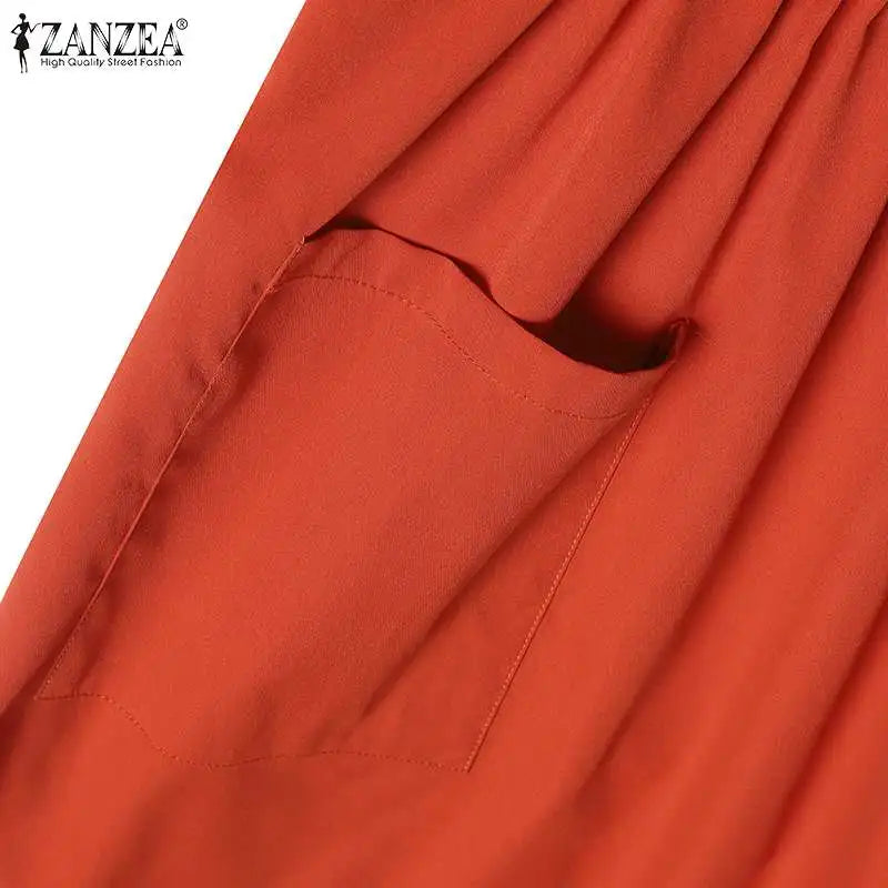 Summer Party Sundress Women O Neck Short Sleeve Mid Calf