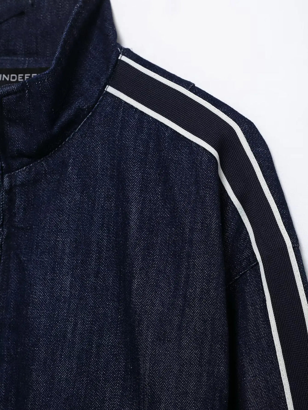 Women High Street Denim Set with Side Stripe Zipper Jacket and Lace-Up Pants for Casual Spring Fashion