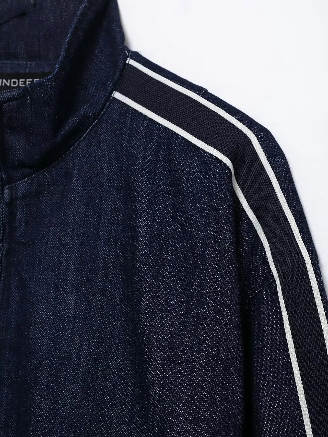 Women High Street Denim Set with Side Stripe Zipper Jacket and Lace-Up Pants for Casual Spring Fashion