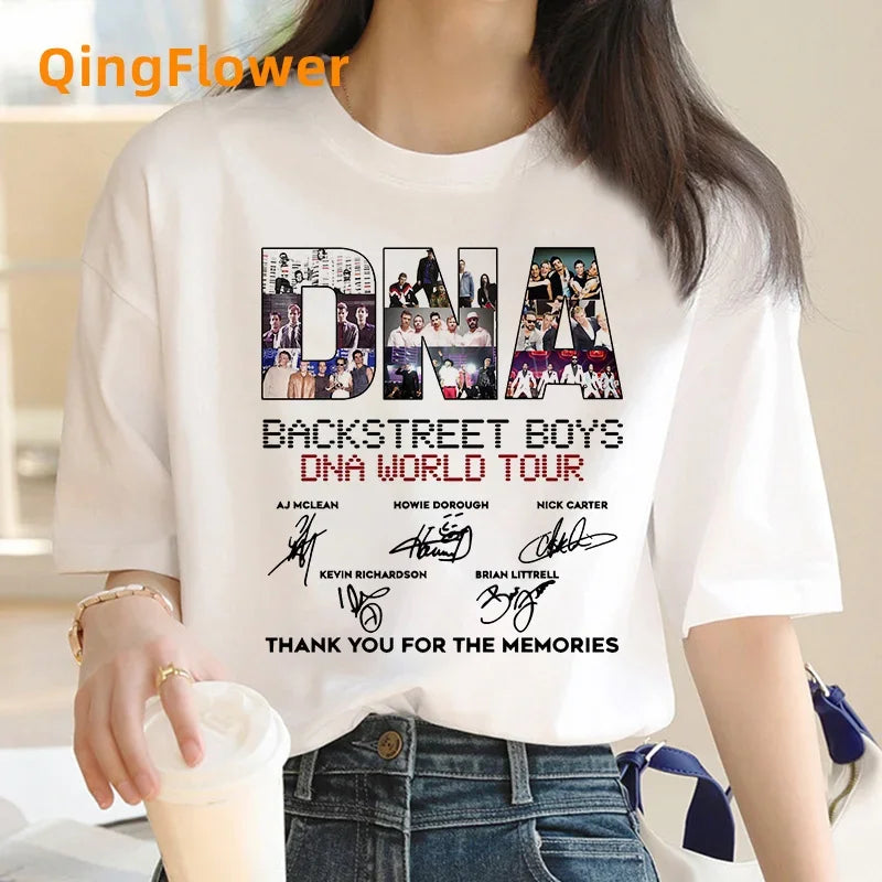 Backstreet Boys DNA Tour Summer Top T-Shirt for Women Funny Japanese Grunge Couple Shirt