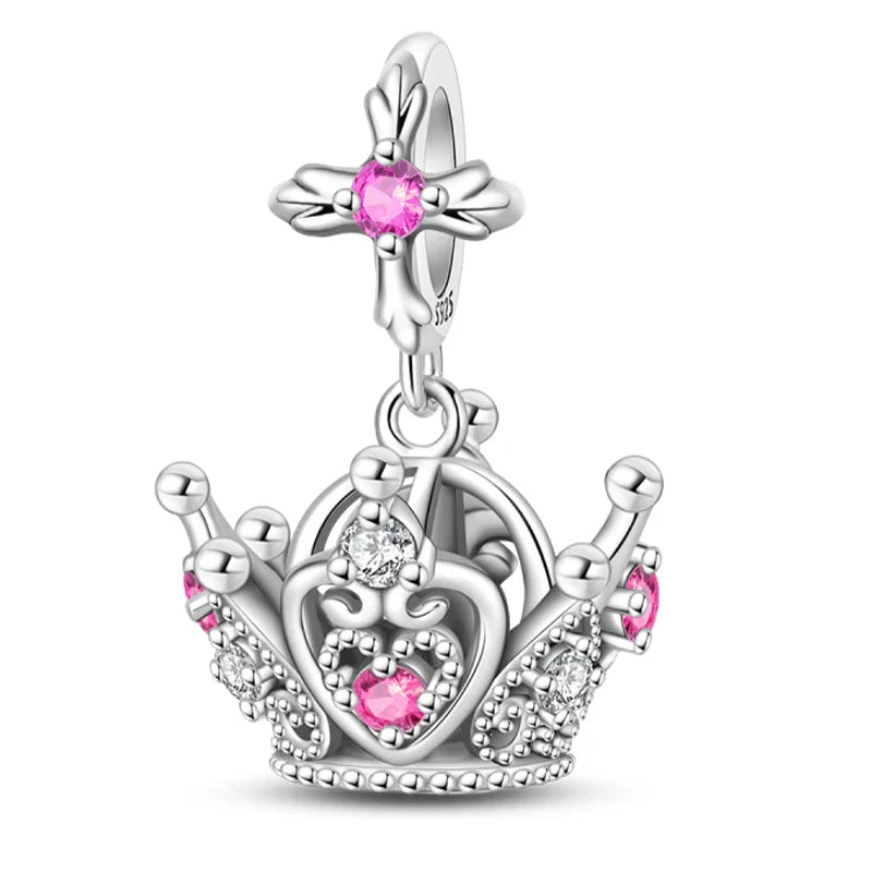 Silver Plated Lotus Guardian Angel Heart-Shaped Zircon Charms Beads for DIY Jewelry and 925 Bracelets