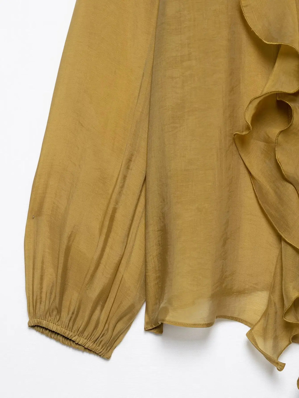 Laminated V Neck Long Sleeve Casual Shirt for Women with Versatile Temperament and Elegant Fit