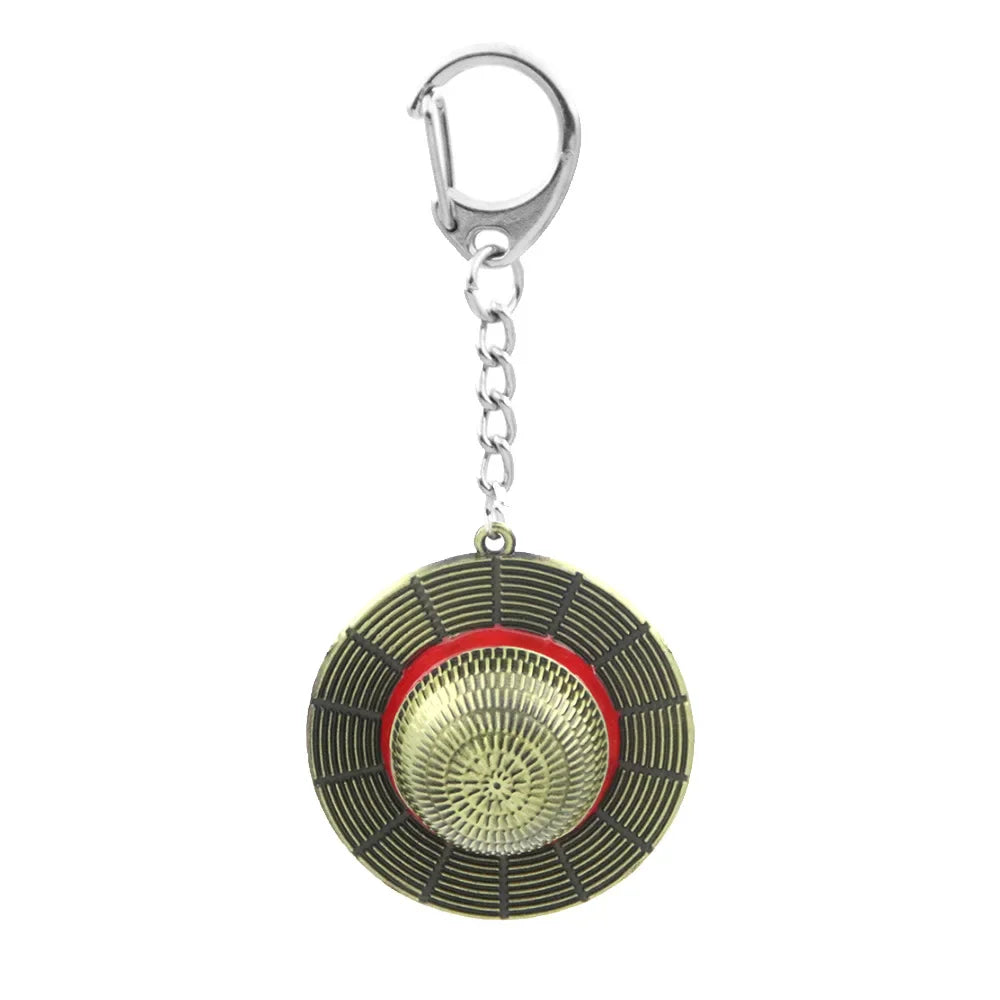 Classic Anime Keychain Straw Hat Pendant Metal Keychain for Cosplay and Collectors