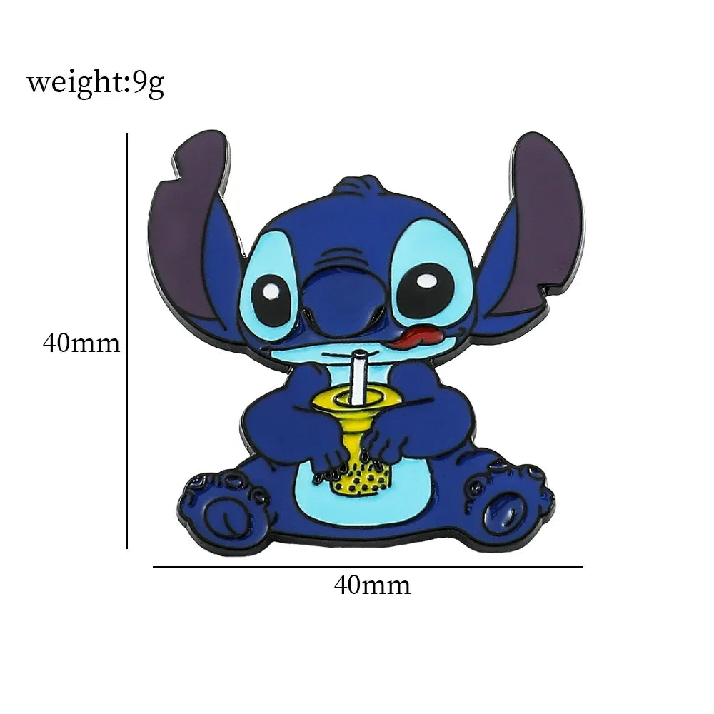 Lilo and Stitch 5 Piece Cartoon Brooch Set Cute Animal Enamel Pins for Backpack and Fashion Accessories
