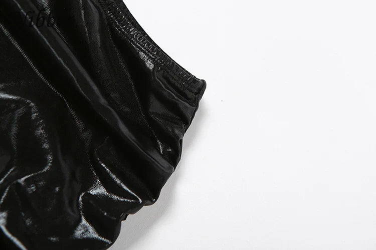 Shiny Silky Two Piece Set for Women Skinny Sleeveless Vest with Sexy Drawstring Hip Wrap Skirt Casual Streetwear Outfit