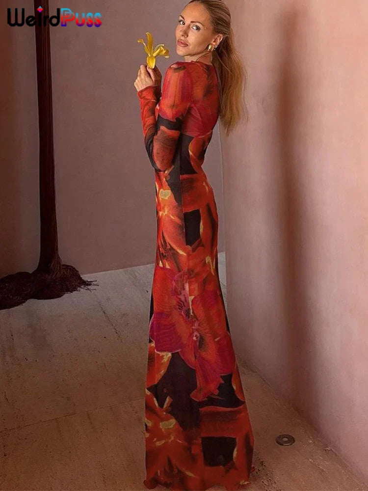 Colorful Print Velvet Bodycon Dress Women Long Sleeve