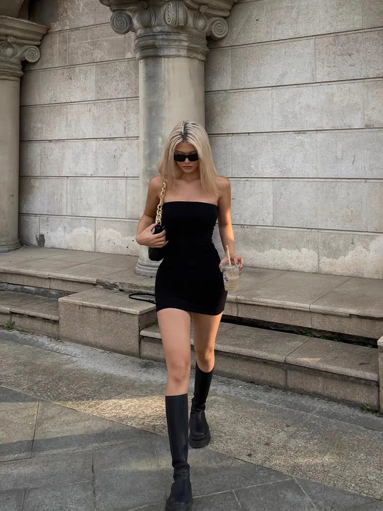 Strapless Bodycon Dress For Women Hip Hugger Silhouette