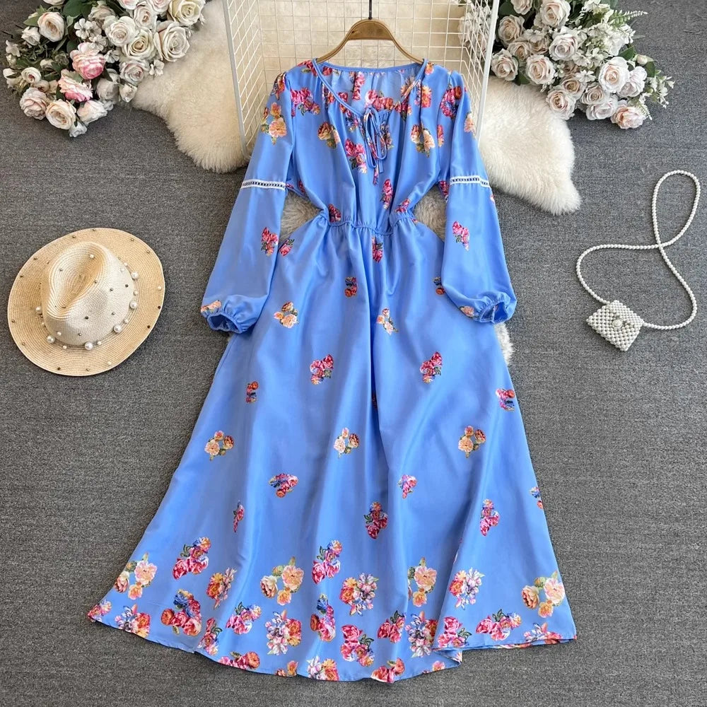 Floral Print Maxi Dress For Women Elegant Swing Tunic